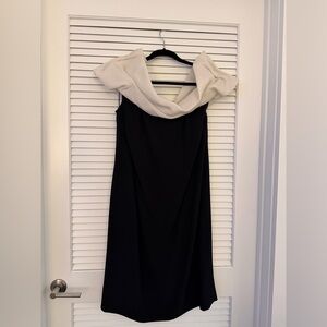 Lourdes Chavez custom made Black and White Off-Shoulder “Cloud” Cocktail Dress